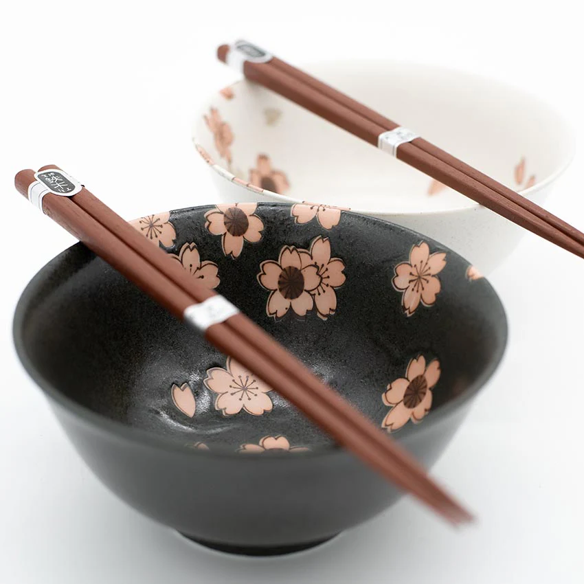 Sakura Cherry Blossom Bowls Gift Set - White & Black - Image 6