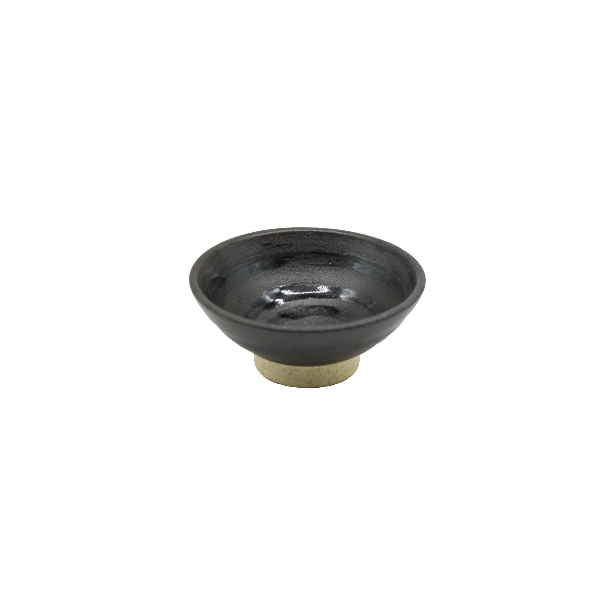 Sake Cup - Flat Sakazuki in Black Iga Vortex