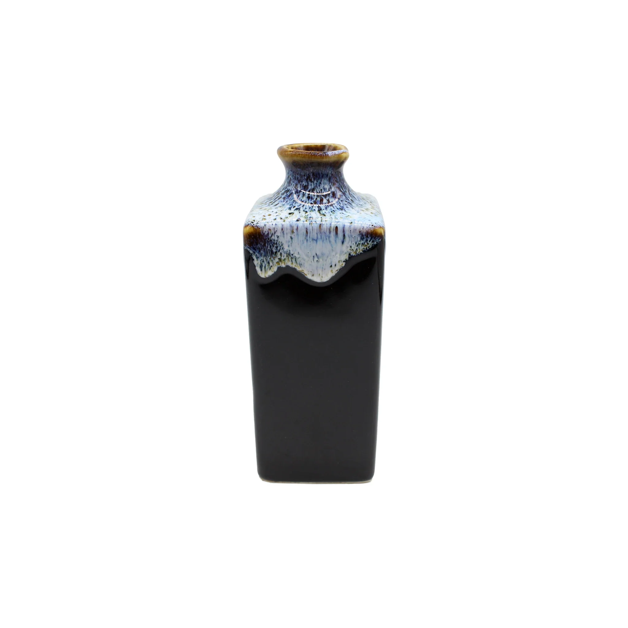 Sake Carafe - Dark Brown with Blue Drip