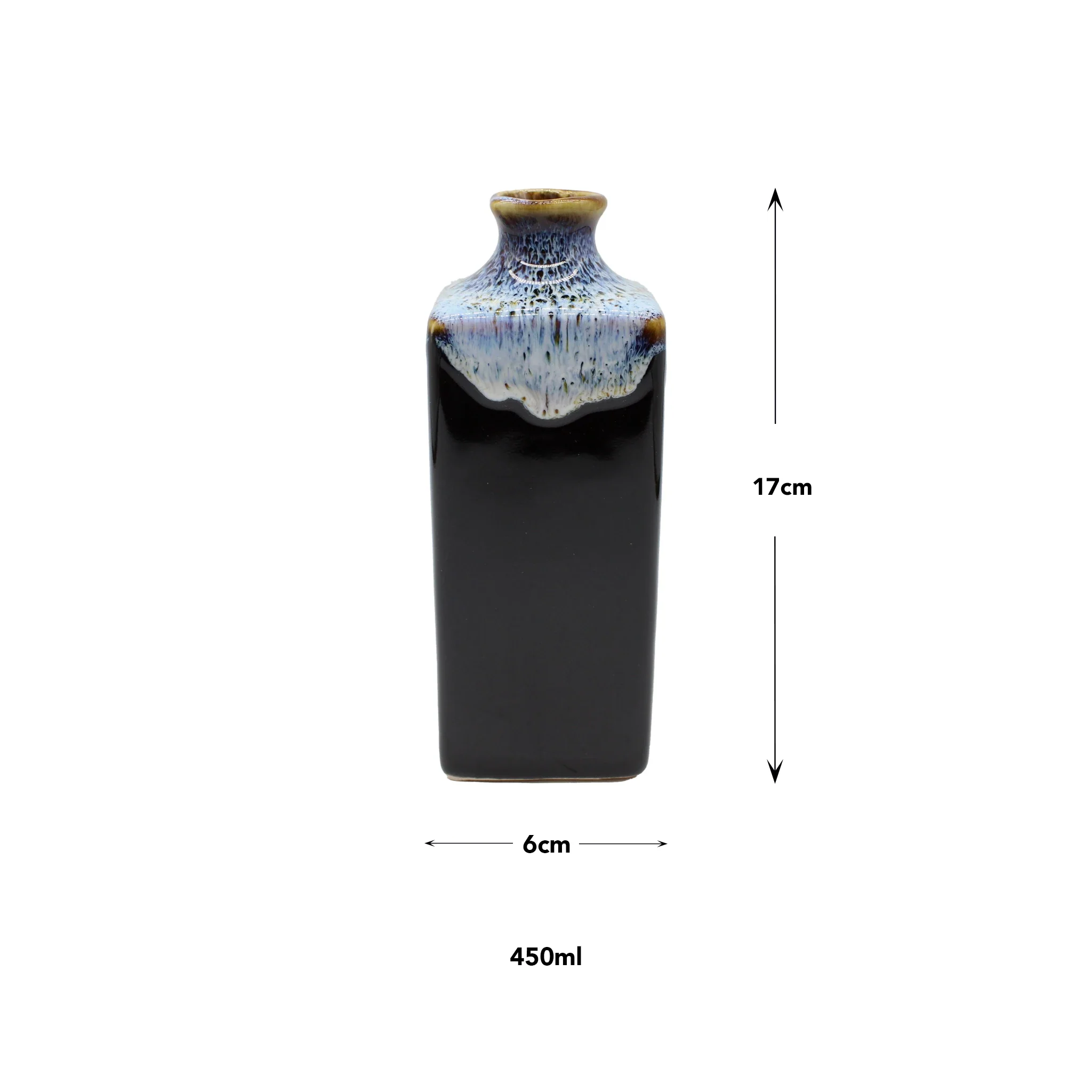 Sake Carafe - Dark Brown with Blue Drip - Image 2