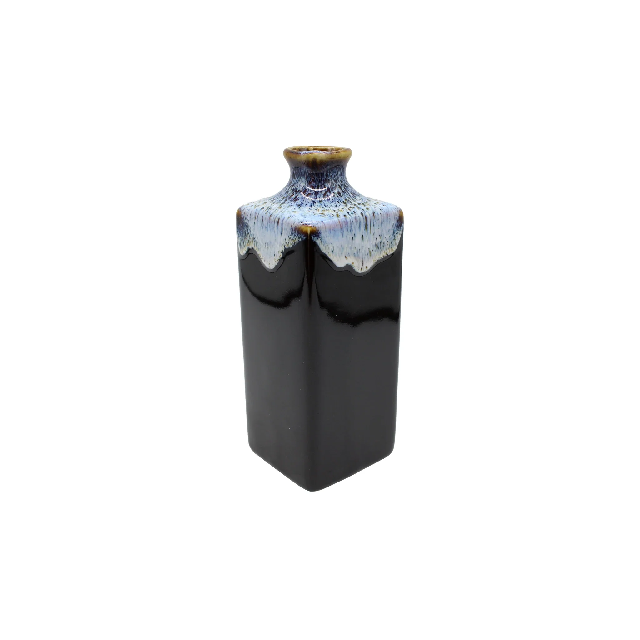 Sake Carafe - Dark Brown with Blue Drip - Image 3